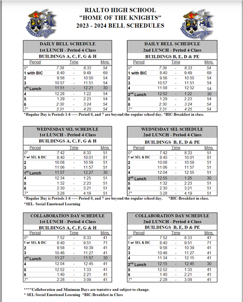 Bell Schedule Bell Schedule